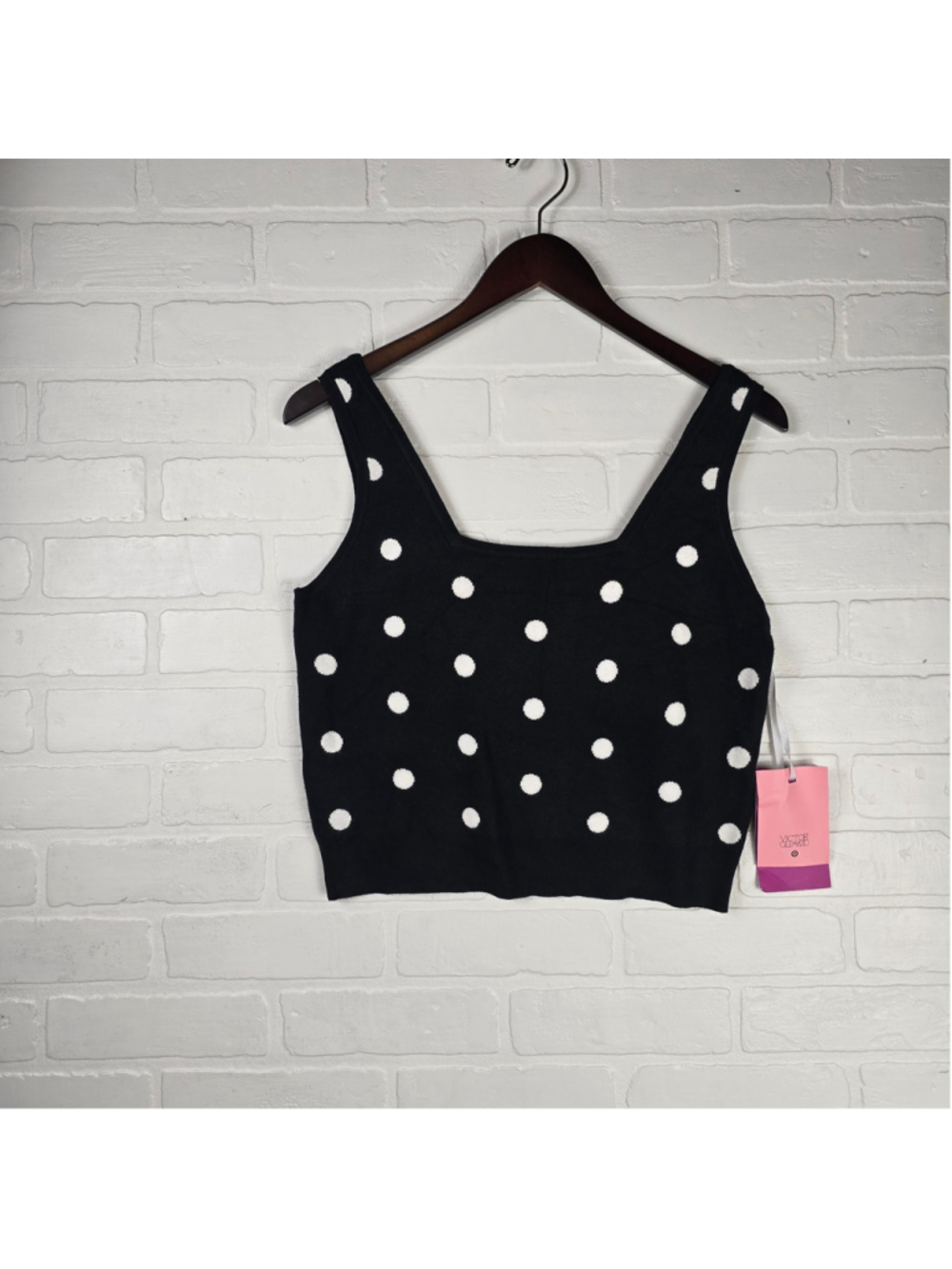 Women's Victor Glemaud Polka Dot Tank Top Black White Size M